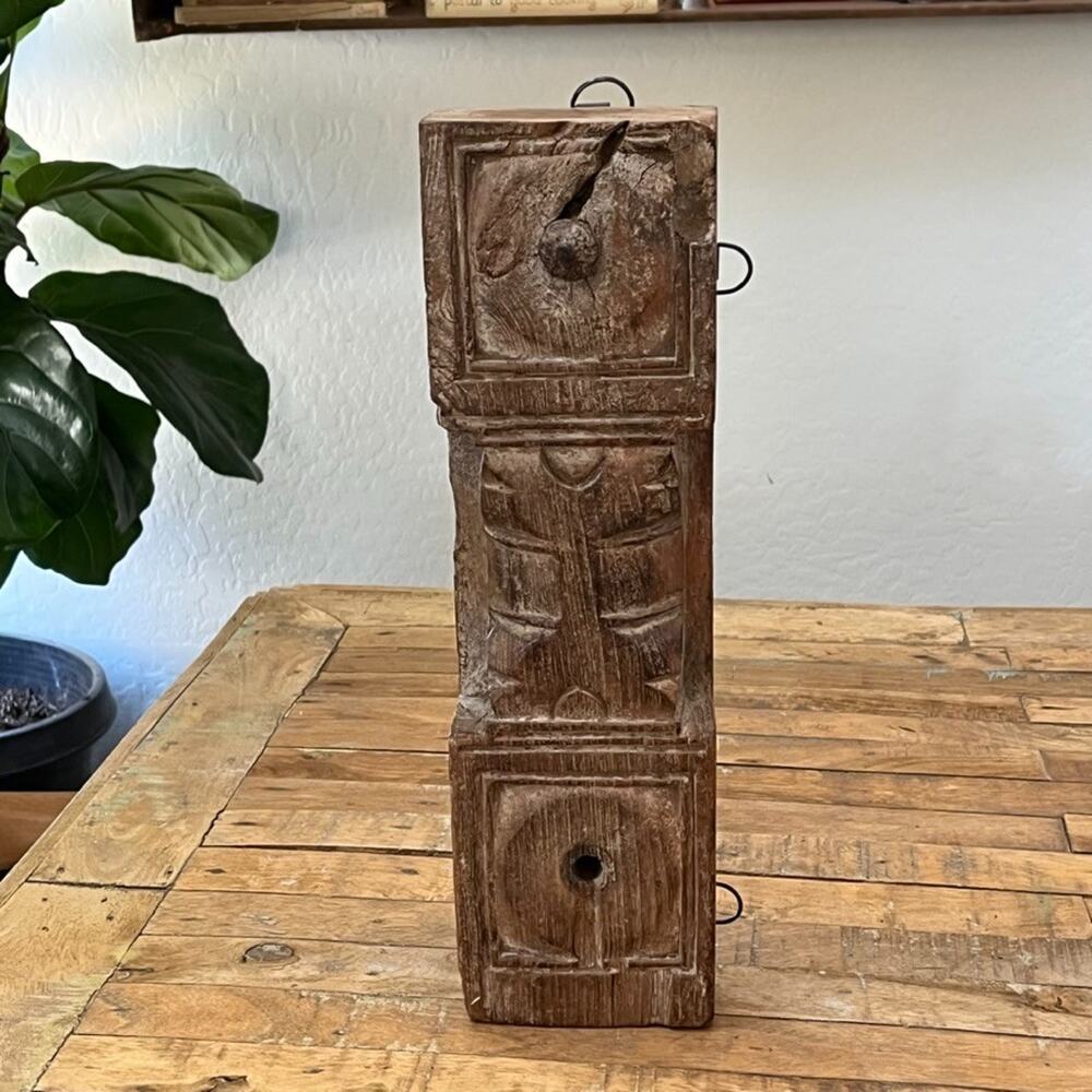 Antique Hand Carved Wall Hanging Salvage Wood Bracket Panel 15.5"